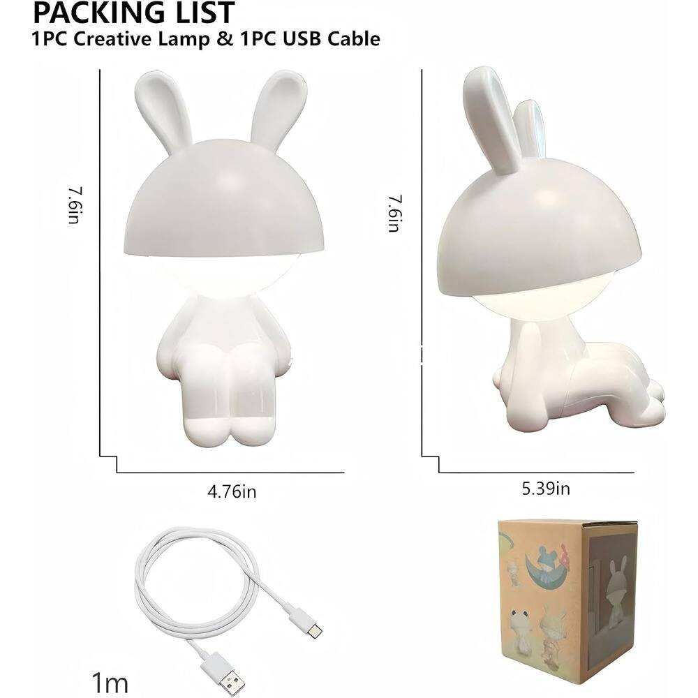 Packing List  
1PC Creative Lamp & 1PC USB Cable  

- 7.6in  
- 7.6in  
- 4.76in  
- 5.39in  
- 1m