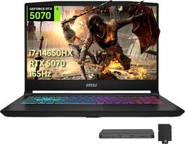 MSI - Katana 15.6" Gaming Laptop,Intel i7-14650HX,GeForce RTX 5070,32GB DDR5,1TB SSD,Win 11,512GB Docking Station - Black