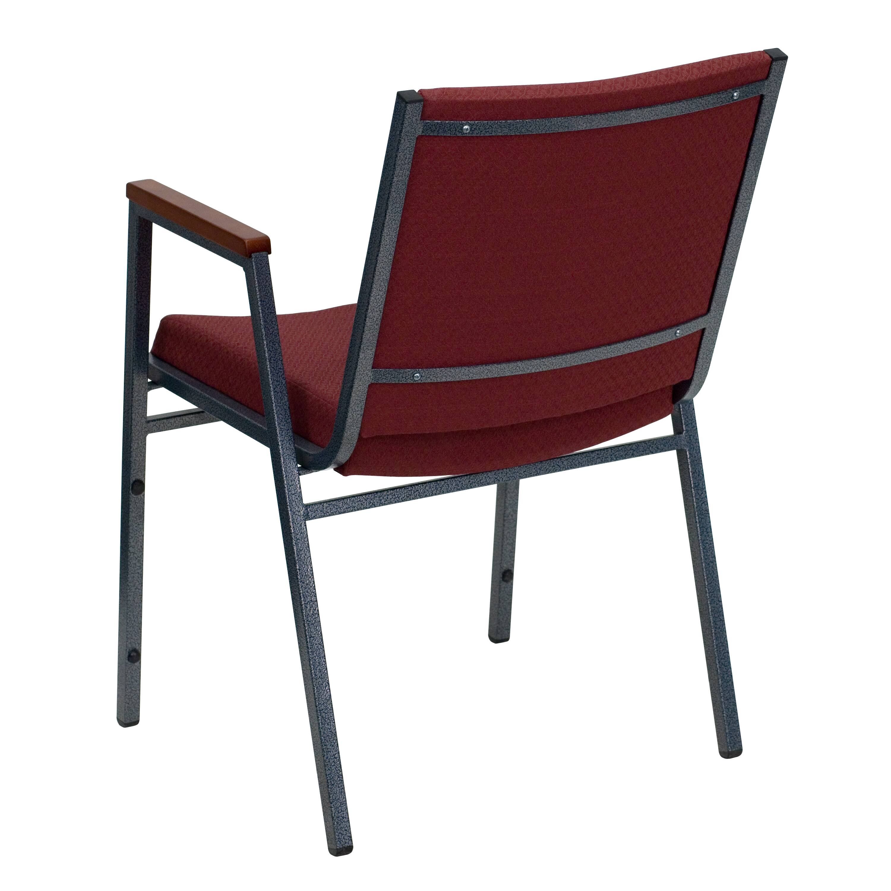 Alt View 4. Emma + Oliver - Heavy Duty Reception/Guest Stack Chair with Arms - Burgundy Patterned Fabric.