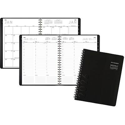AT-A-GLANCE - 2026 Contemporary 8.25" x 11" Weekly & Monthly Planner, Faux Leather Cover - Black