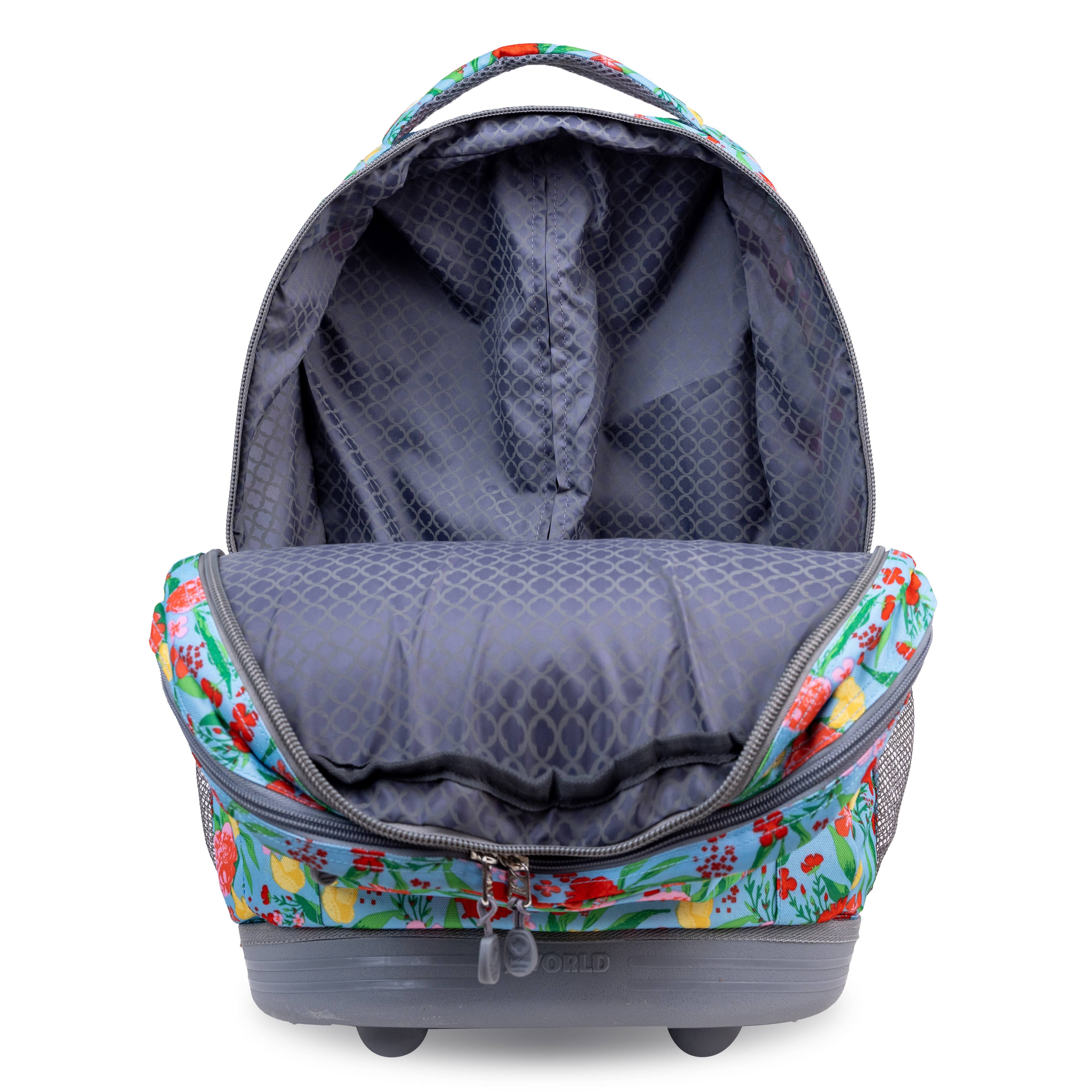 Alt View 4. J World - J World Girls Sundance 20" Rolling Backpack With Laptop Sleeve For School And Travel, Flora - FLORA.
