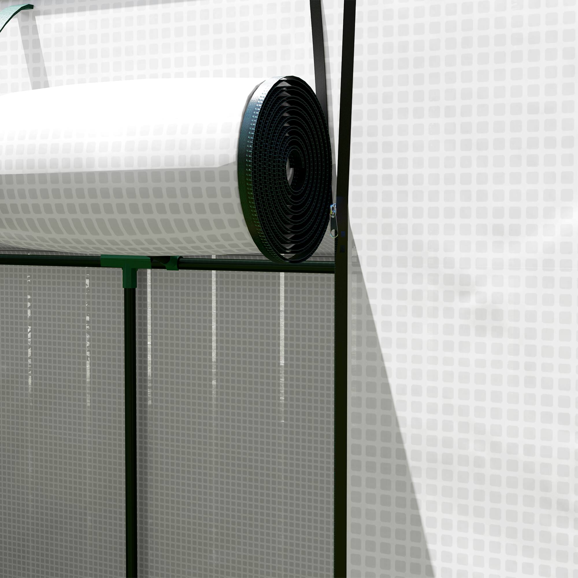 Alt View 8. Outsunny - 6.6' x 2.5' x 5.6' Lean-to Small Greenhouse for Outdoors, Portable Greenhouse with UV-resistant PE Cover.