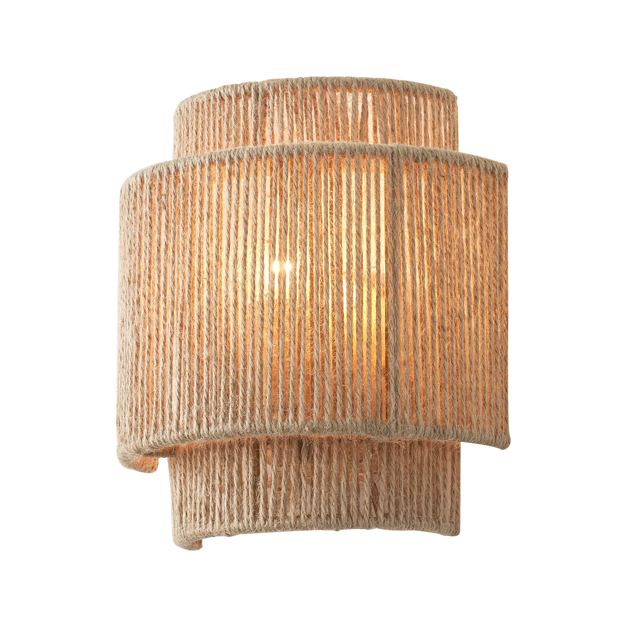 Alt View 5. Parrot Uncle - 1-Light Farmhouse Rattan Wall Sconce, Rustic Hemp Rope & Metal Cage Wall Lamp for Bedroom, Hallway, and Entryway - Brown.