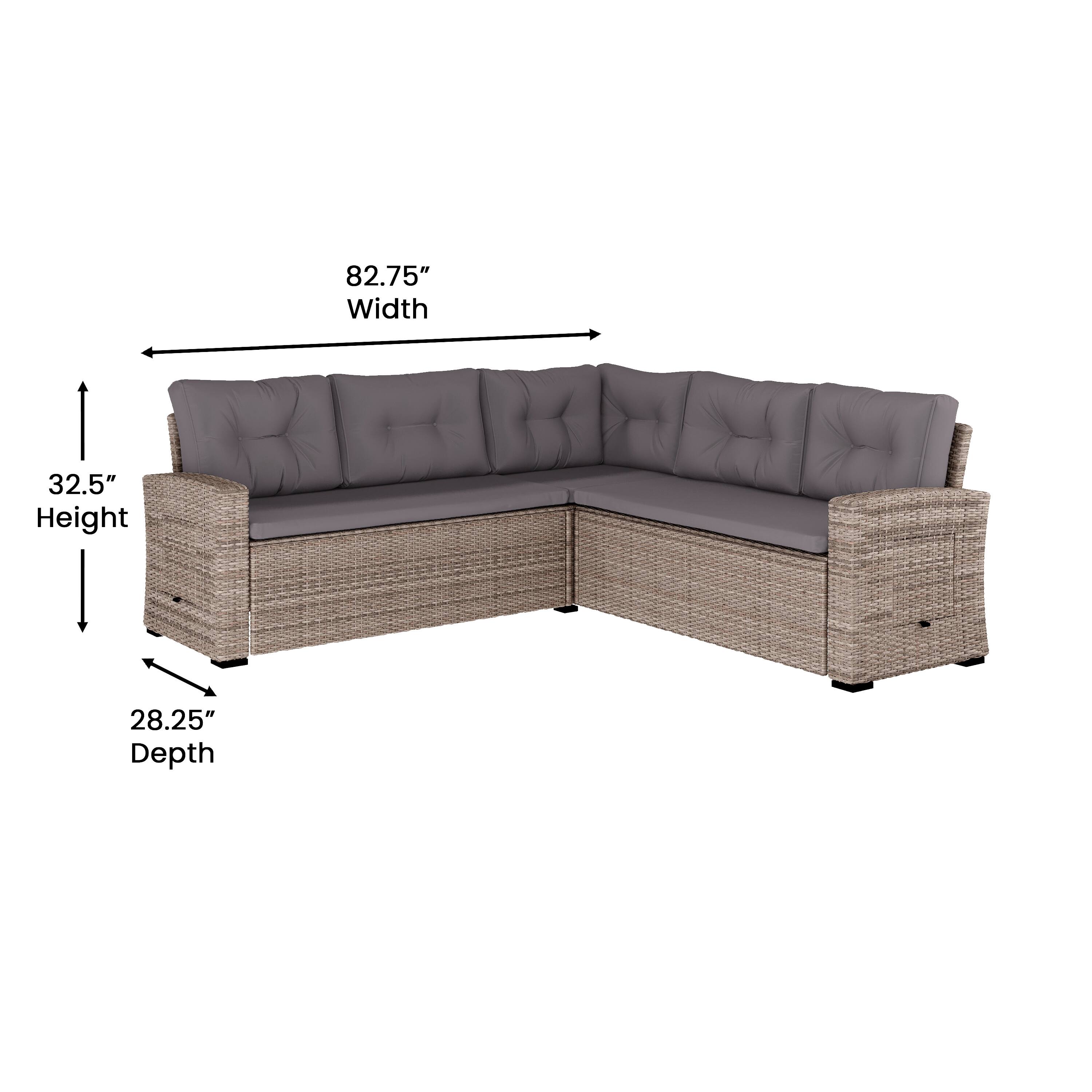 82.75" Width  
32.5" Height  
28.25" Depth