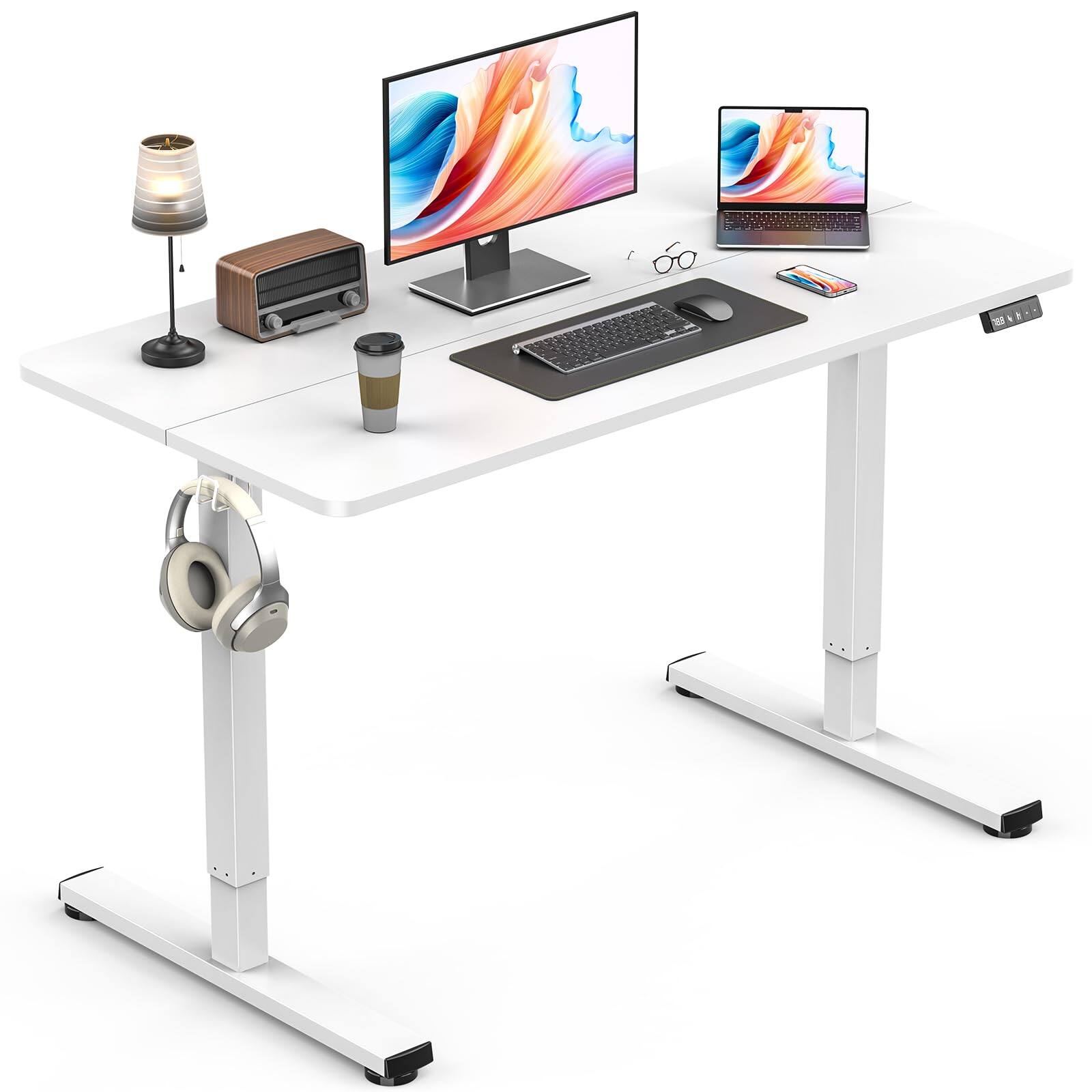 Hirose Alice - Standing Desk, Height Adjustable Electric Stand up Desk, Sit Stand Home Office Desk with Splice Board Frame - White 40" x 24"