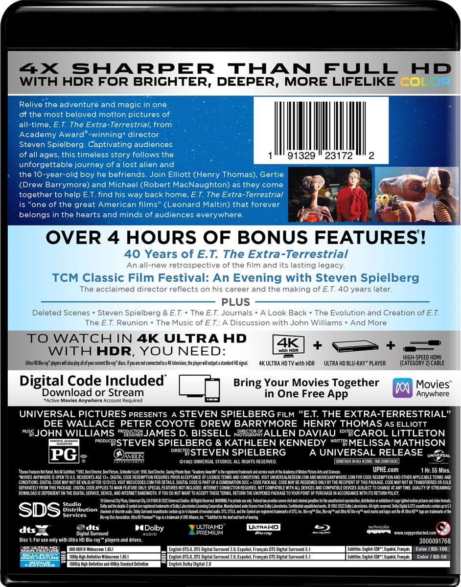 Back. E.T. The Extra Terrestrial (4K Ultra HD (40th Anniversary)) [UHD].