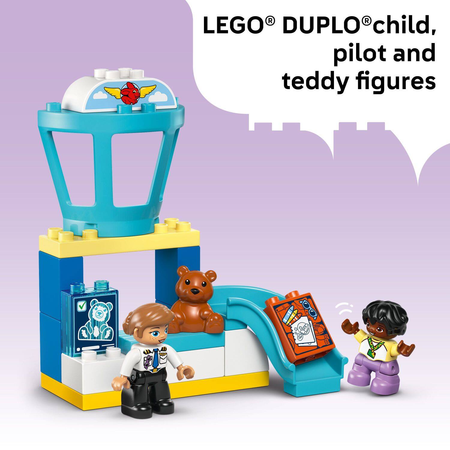LEGO DUPLO child, pilot and teddy figures