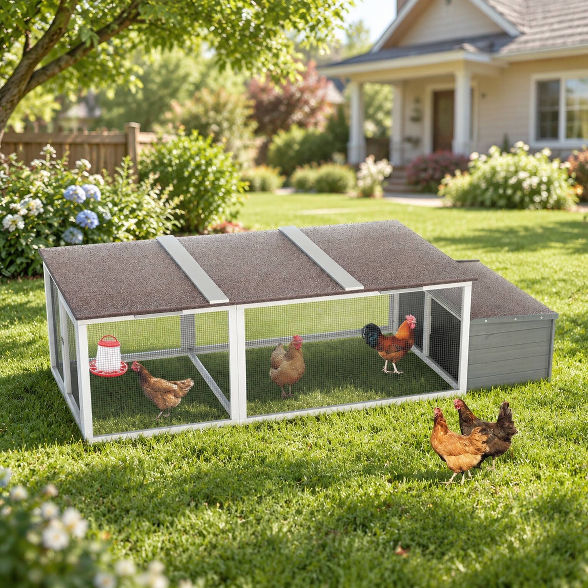 RYHNUYNE Large Chicken Coop, 20.93 Sq Ft Outdoor Poultry Cage, Wooden ...