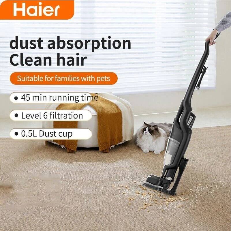 Haier

dust absorption  
Clean hair

Suitable for families with pets

- 45 min running time
- Level 6 filtration
- 0.5L Dust cup
