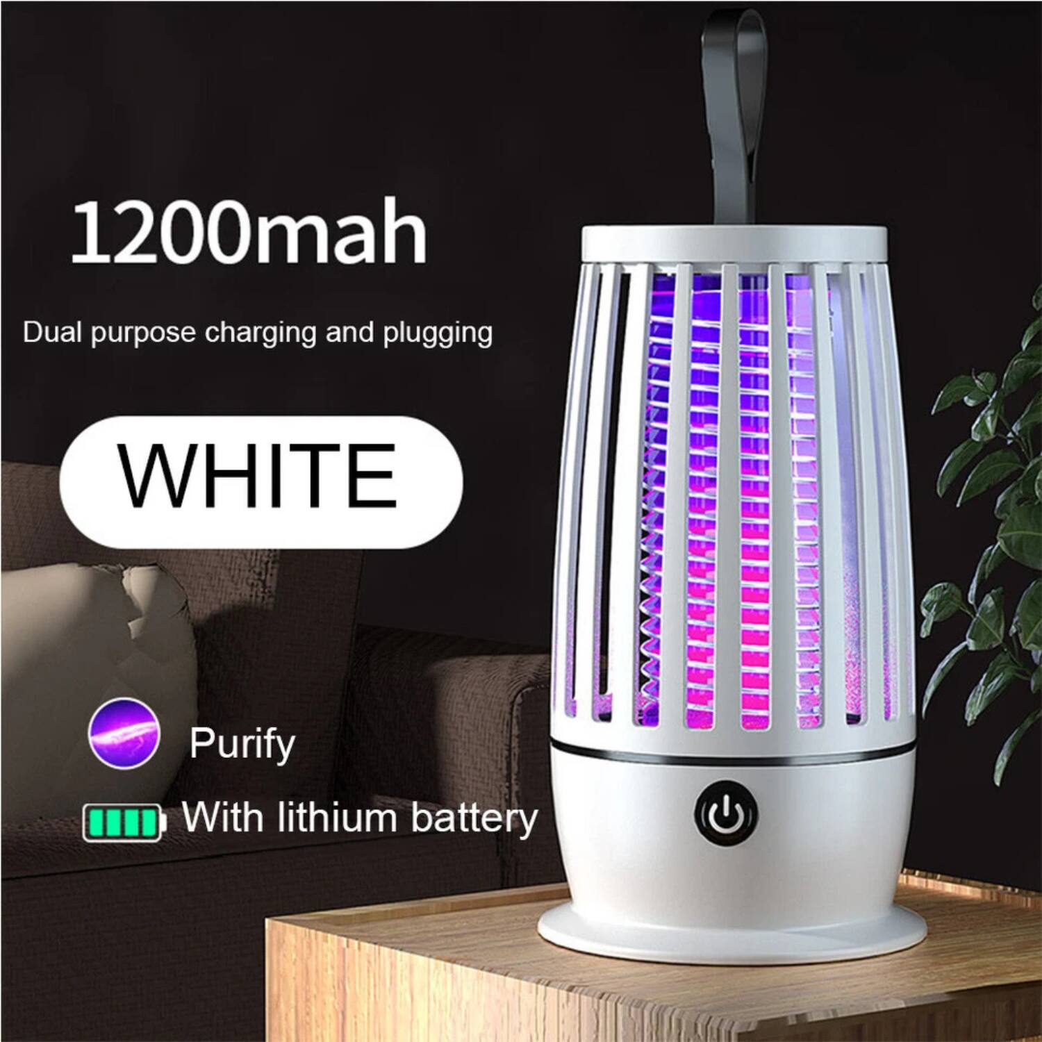 1200mAh  
Dual purpose charging and plugging  
WHITE  
Purify  
With lithium battery