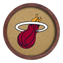 The Fan-Brand - Miami Heat 20.25'' Round Faux Barrel Framed Cork Board - Multicolor