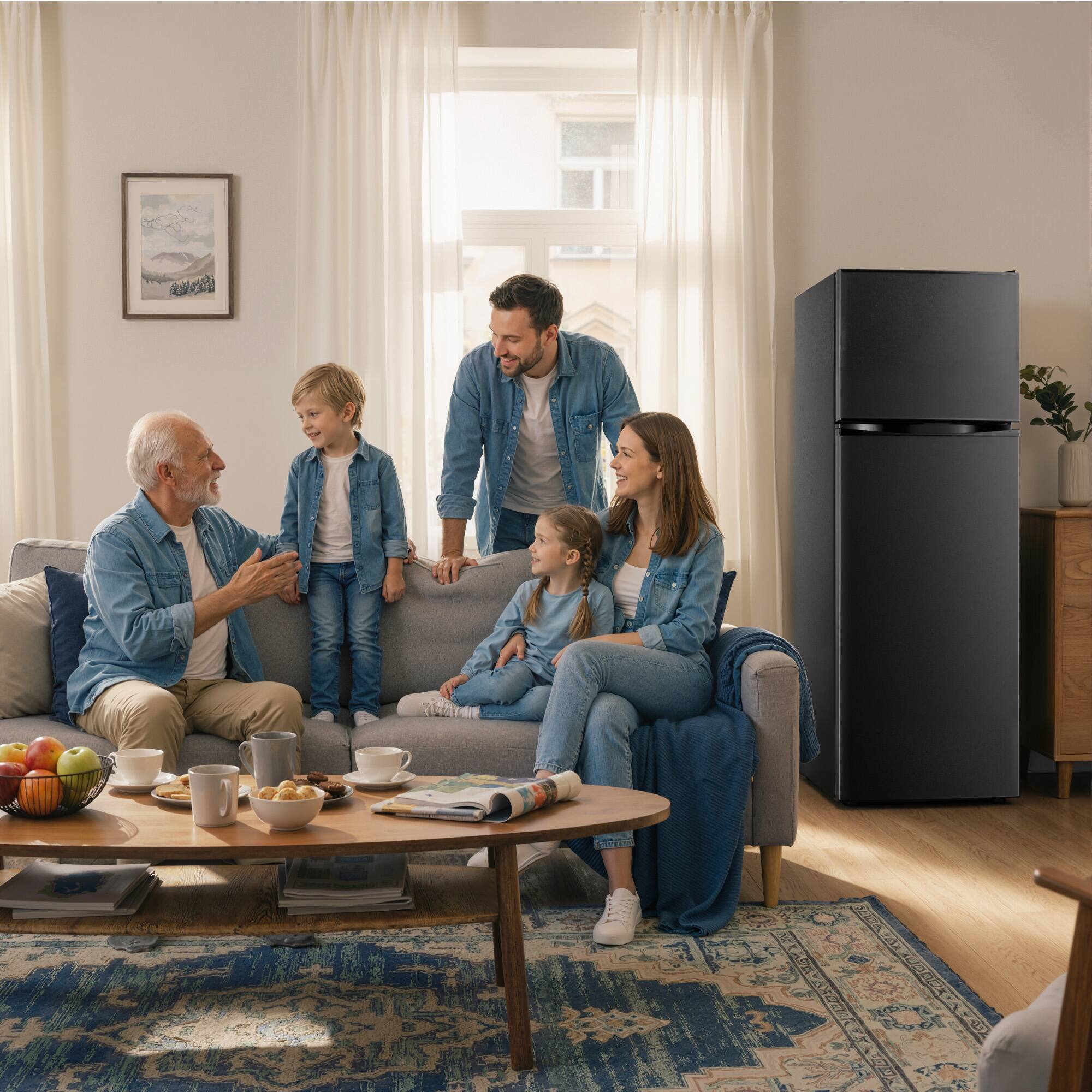 Alt View 4. Euhomy - 7.4 Cu.Ft Top-Freezer Refrigerator, Reversible Door, ETL Certified, Adjustable Thermostat - Free Ice Tray & Ice Shovel - black.