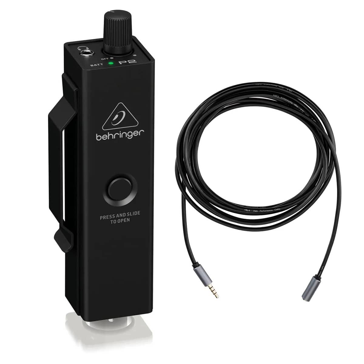 Behringer - Powerplay P2 Ultra-Compact Personal In-Ear Monitor Amplifier, Bundle with H&A 10' Stereo Headset Extension