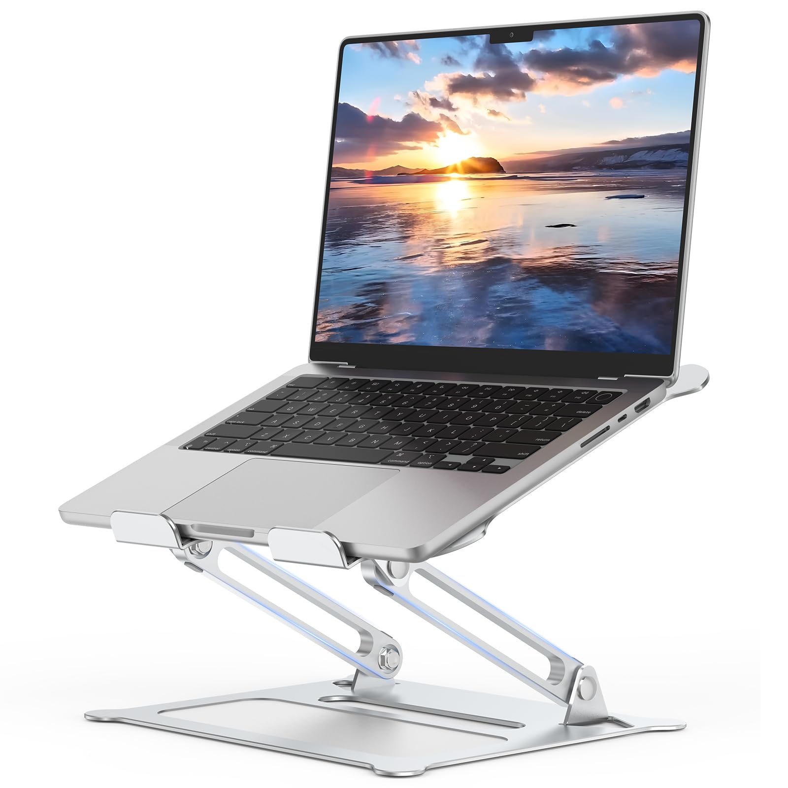 Front. Refined Abode Design - Aluminum Adjustable Laptop Stand No Wobble Riser Foldable Computer Notebook Holder For 10 17" Laptops Light - Default.