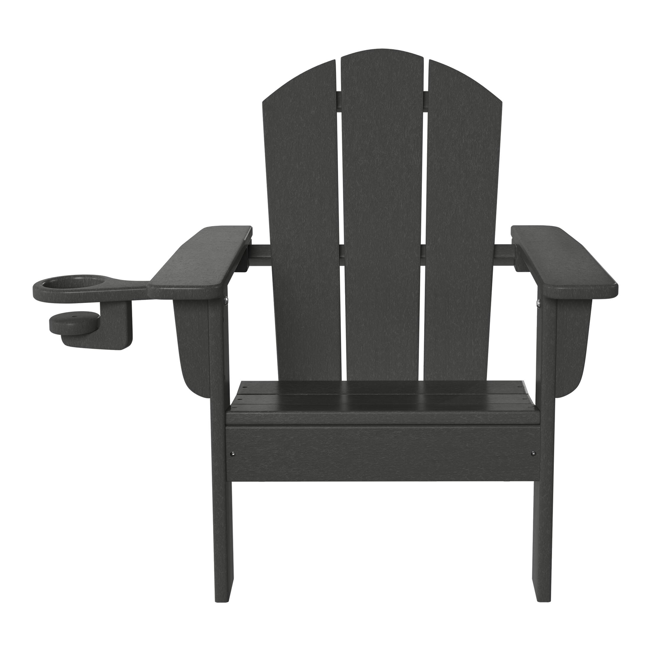 Left. WestinTrends - WestinTrends Malibu Kids Outdoor HDPE Plastic Adirondack Patio Chairs with Cup Holders (Set of 2) - Gray.