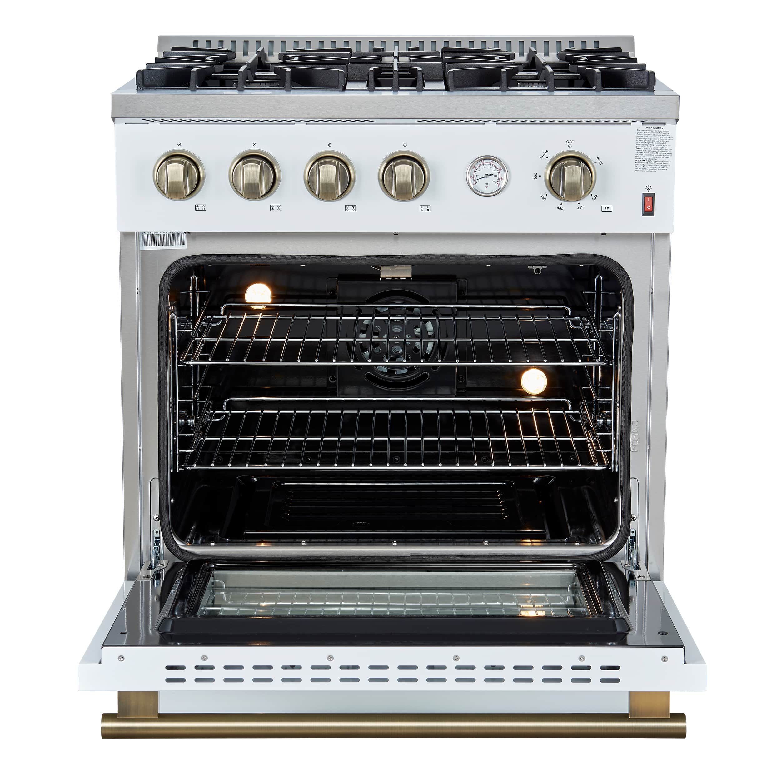 Alt View 1. Forno Appliances - Marco 4.32 Cu. Ft. Freestanding Gas Convection Range with Dual Ring Burner - White.