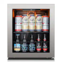 Ca'Lefort - Beverage Refrigerator Cooler, 62 Can Mini Freestanding Beverage Fridge 3color LED with Glass Door for Home/Bar - Silver