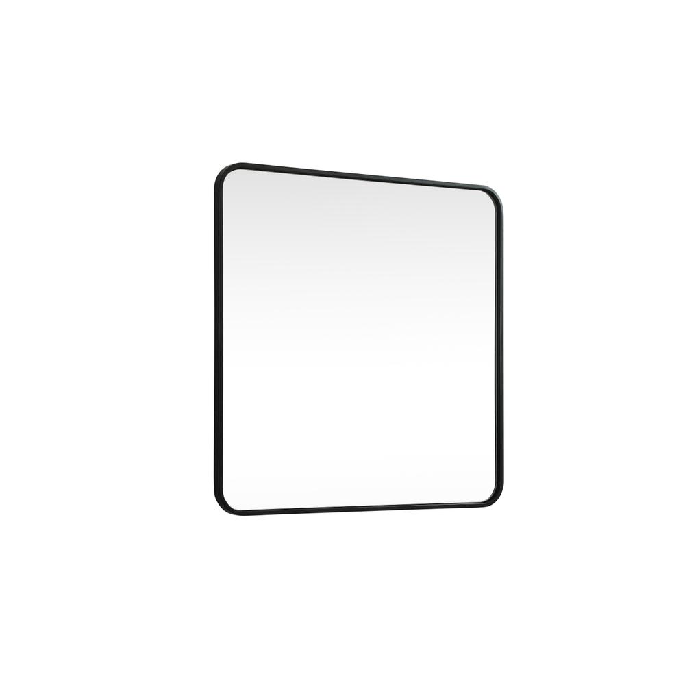 Left. Elegant Decor - Soft corner metal square mirror 30x30 inch in Black - Black.
