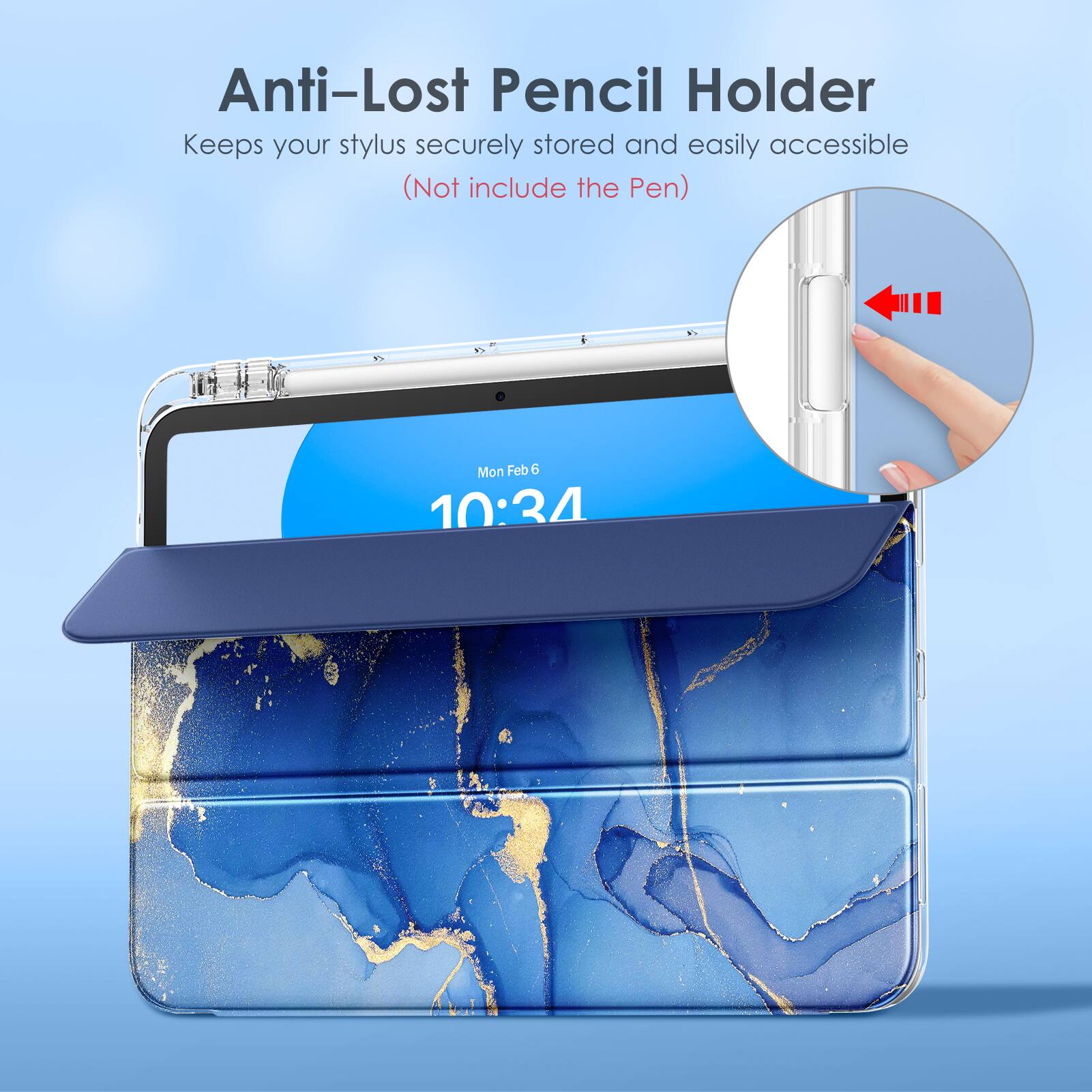 Anti-Lost Pencil Holder  
Keeps your stylus securely stored and easily accessible  
(Not include the Pen)  

Mon Feb 6 10:34