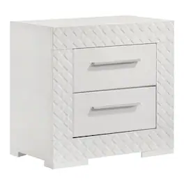 Manhattan Lane - Dema 2 Drawer Nightstand, High Gloss Textured Trim - White