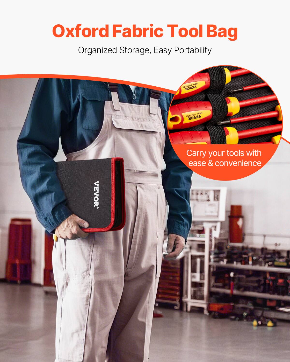 Oxford Fabric Tool Bag  
Organized Storage, Easy Portability  

Carry your tools with ease & convenience