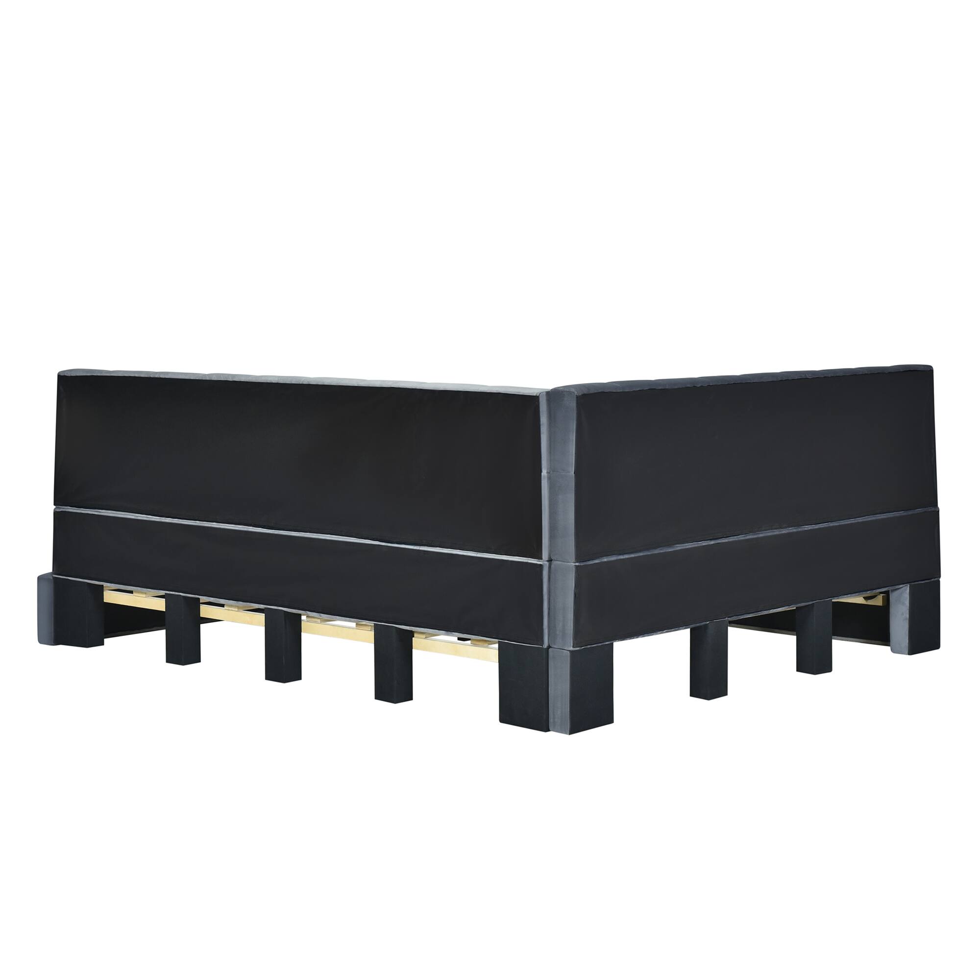 Alt View 4. Tiramisubest - Full Size Upholstered Daybed/Sofa Bed Frame-Gray, Velvet - Gray.