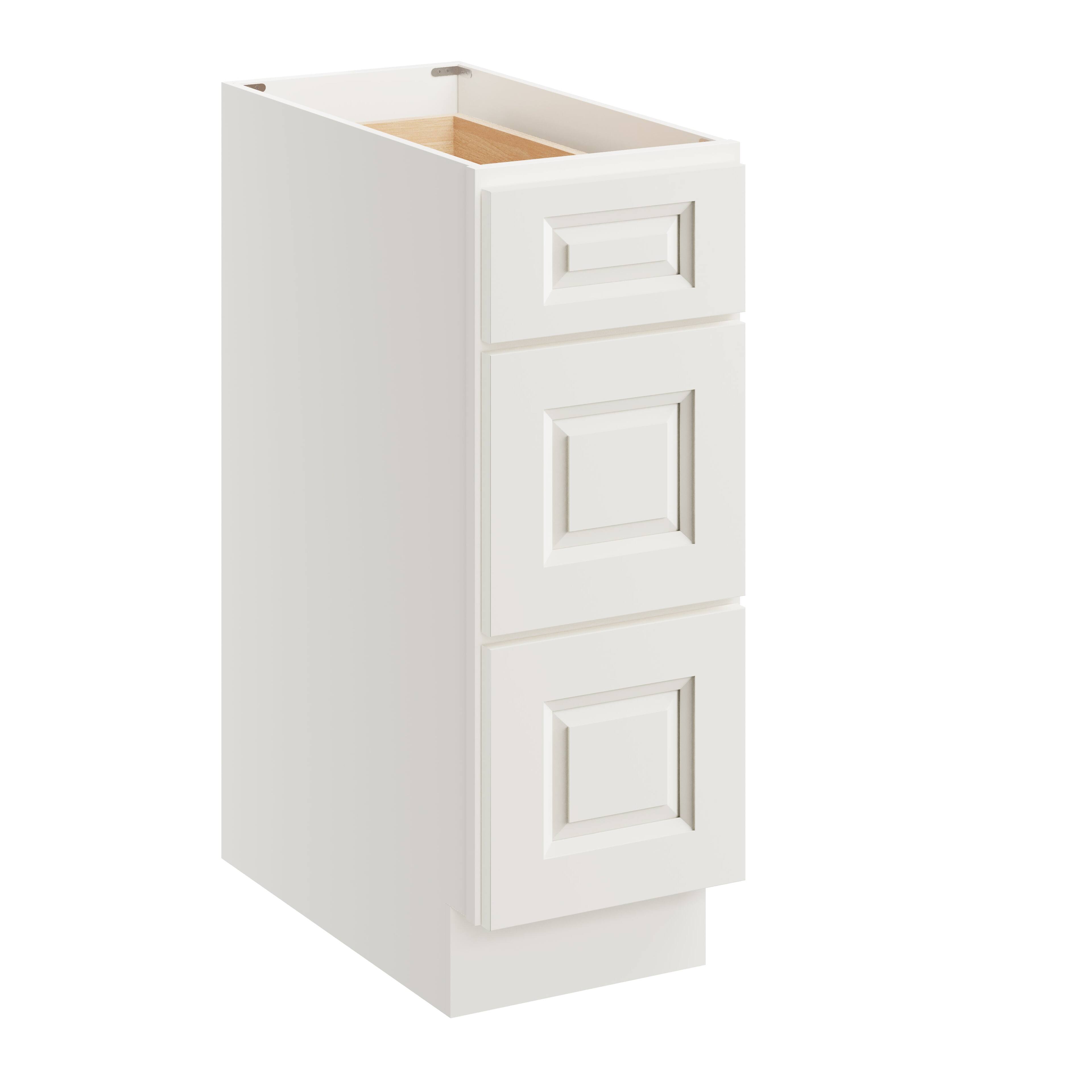 Front. Boyel Living - 12 Inch Glacier White 3 Drawer Kitchen Base Cabinet with Soft-Close - Glacier White.