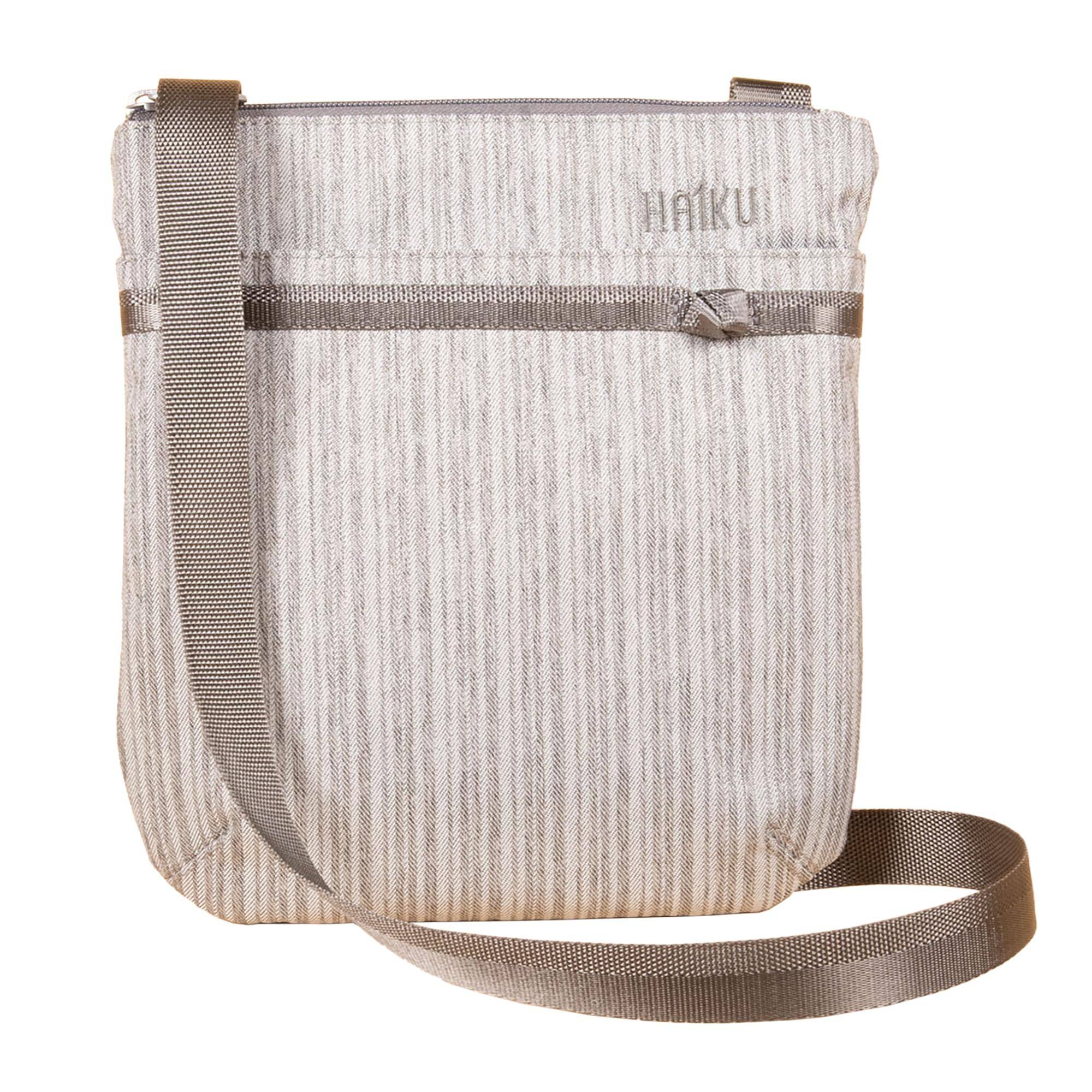 Left. Haiku - Haiku Revel Women's RFID Blocking Lightweight Crossbody Shoulder Bag - Gray Poplar.
