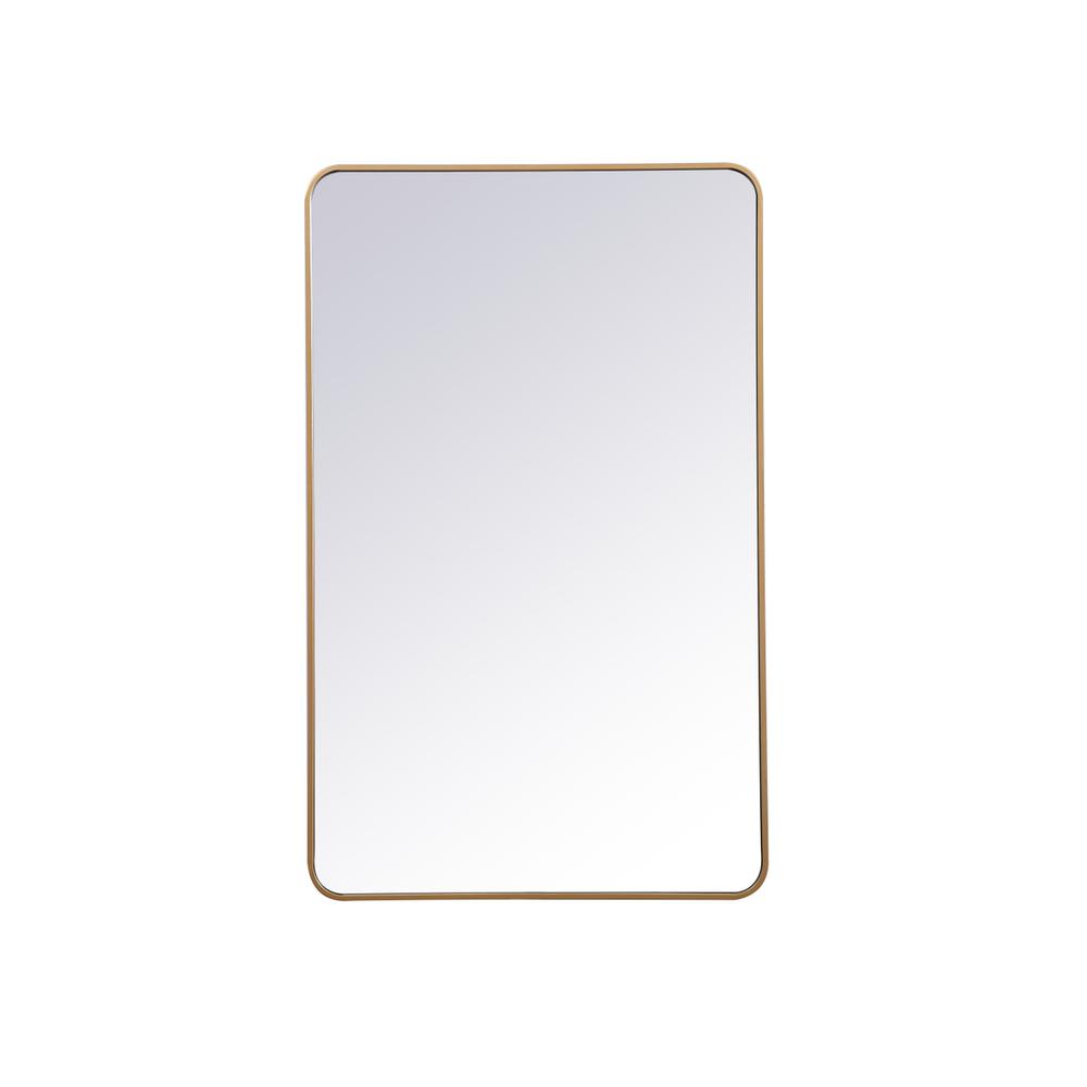 Back. Elegant Decor - Soft corner metal rectangular mirror 30x48 inch in Brass - Brass.