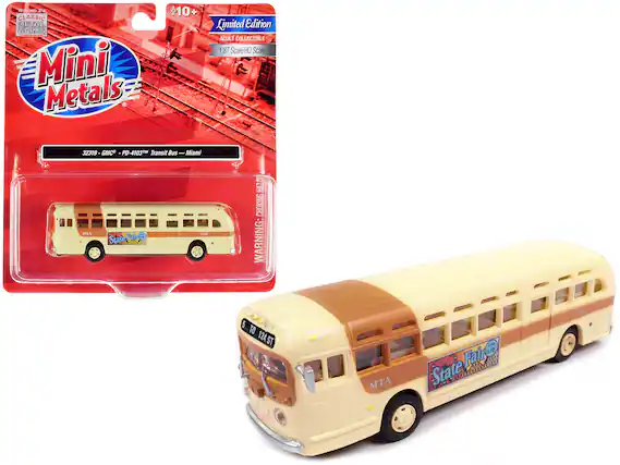 HOUND 2'G CLASSIC METAL WORKS Mini Metals 10+ Limited Edition ADULT COLLECTIBLE 1:87 Scale/HO Scale 32319 GMC PD-4103™ Transit Bus Miami MTA State Fair 5 TO 124 ST MTA ARE 1-10 Fair State K 945