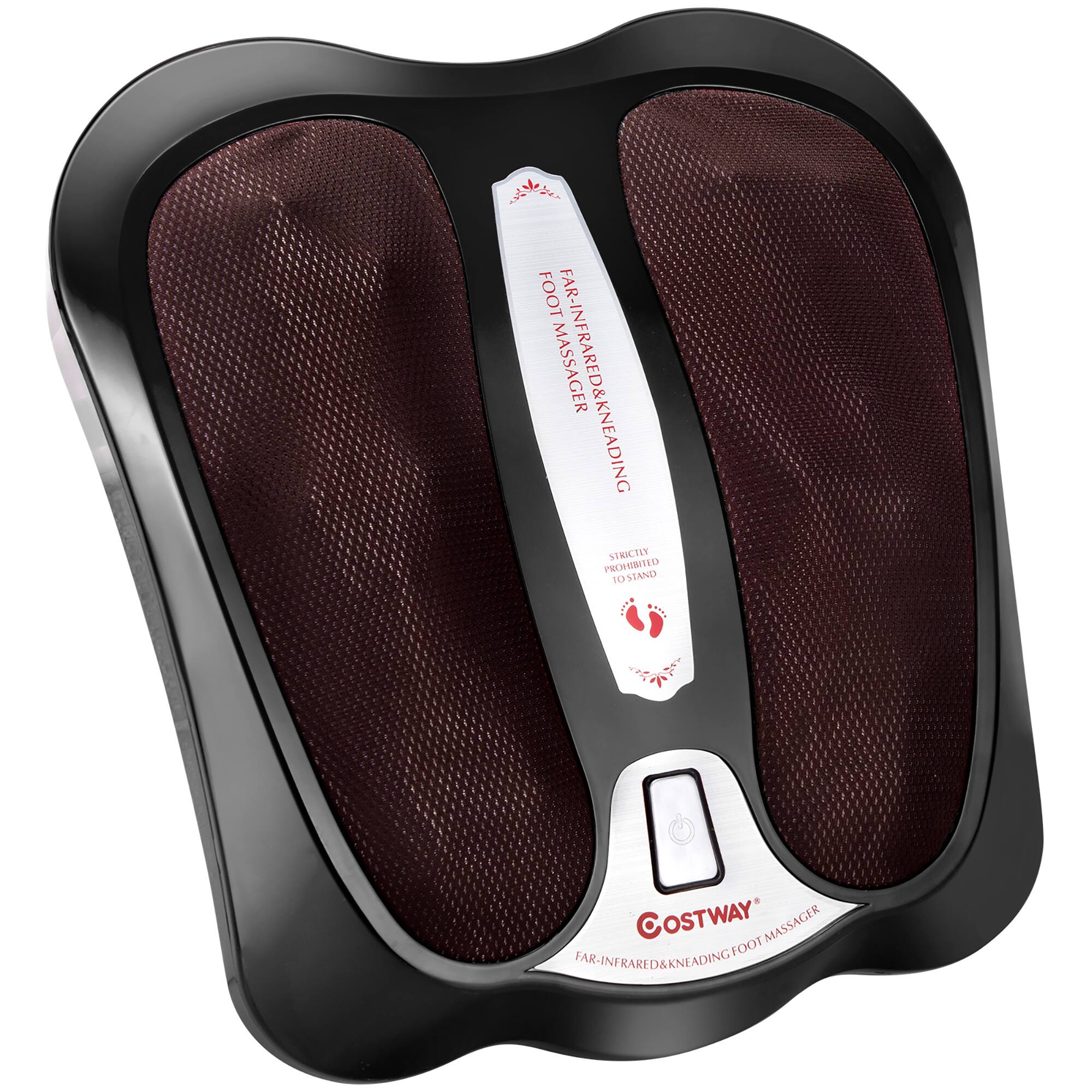 A Costway foot massager with far-infrared and kneading features.