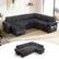 Front. Dyonery - Dyonery 110-inch 7-seater sofa with a pull-out bed,storage space, corduroy Grey - Grey.