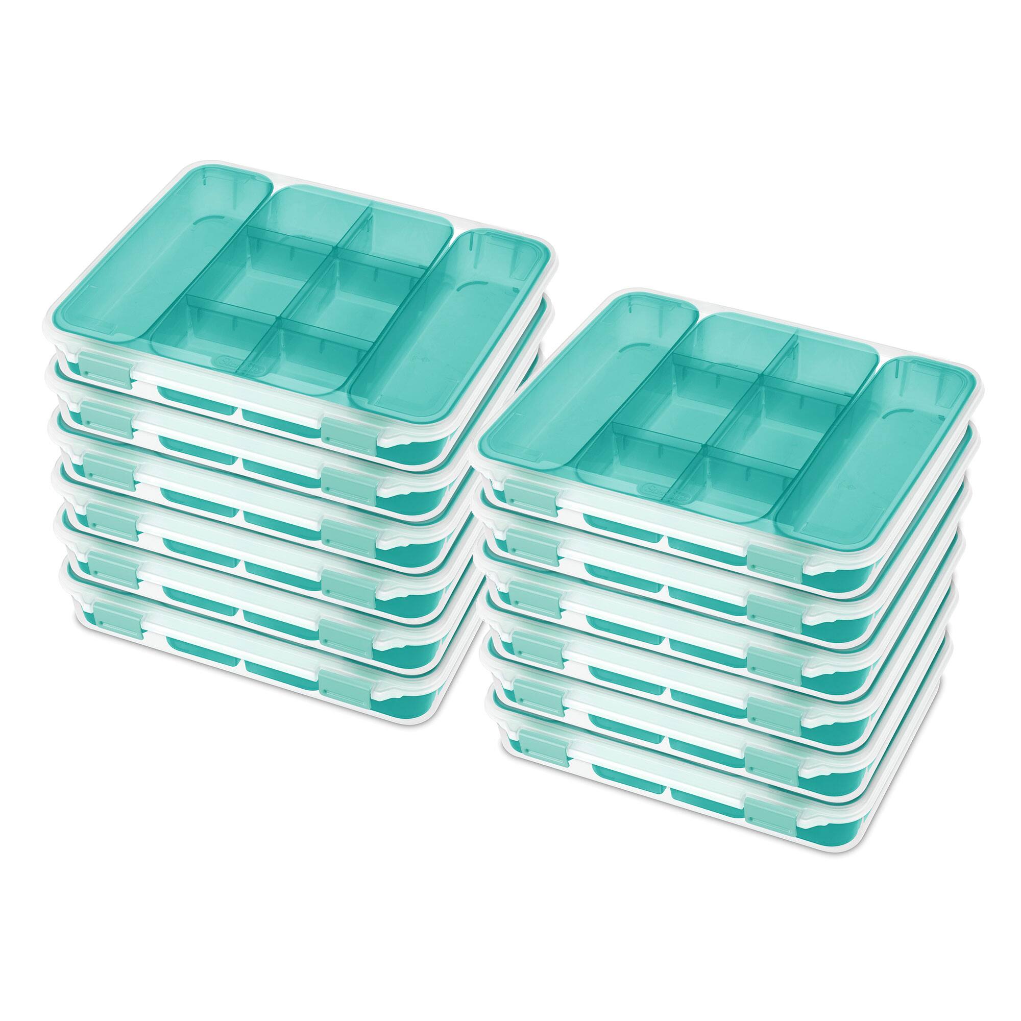 Front. Sterilite - Sterilite Divided Case Stackable Plastic Small Storage Lidded Container, 12 Pack.