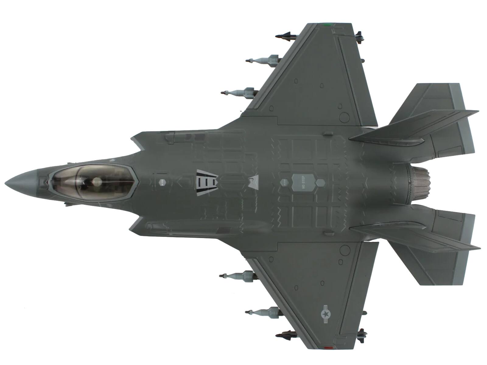 Back. Hobby Master - Lockheed Martin F-35A Lightning II 100th Fighter Squadron Alabama Air National Guard 2023 USAF Air Power Series 1/72 - Grey.