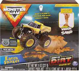 Monster Jam - Earth Shaker Monster Dirt Starter Set with 8 oz Monster Dirt & 1:64 Scale Die-Cast Truck
