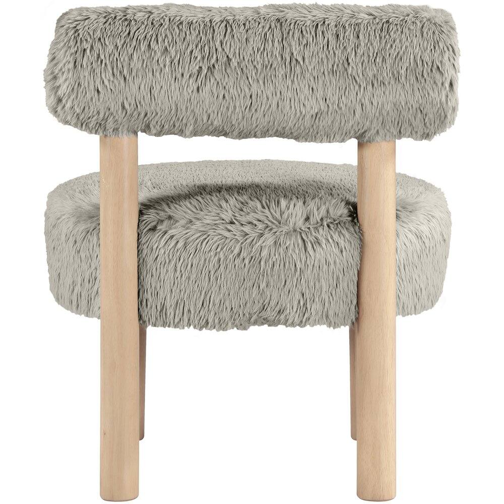 Alt View 2. Meridian Furniture - Ambre Taupe Vegan Shearling Fabric Upholstered Accent Chair - Brown.