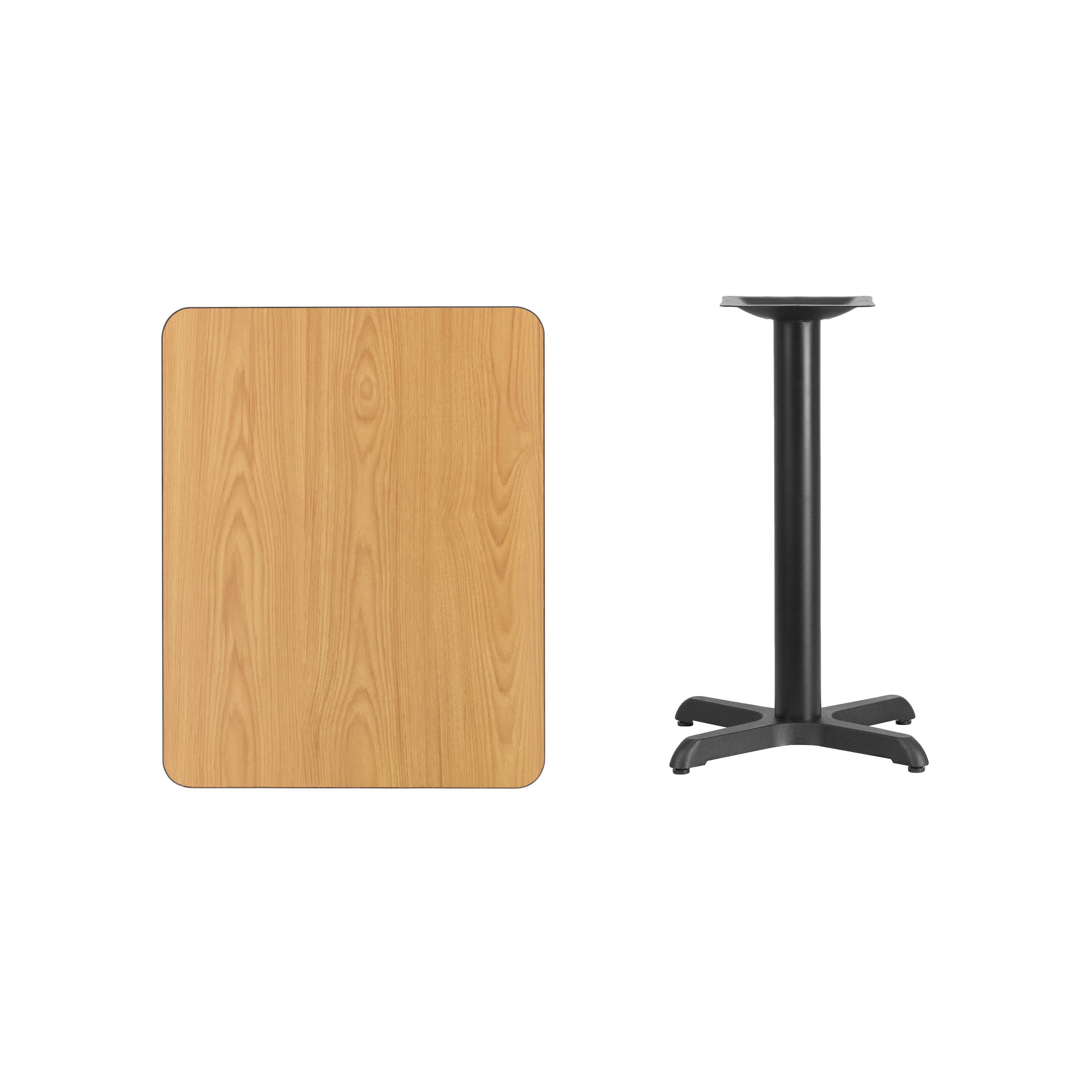 Alt View 2. Emma + Oliver - 24"x30" Rectangular Laminate Table with 22"x22" Table Height Base - Natural.