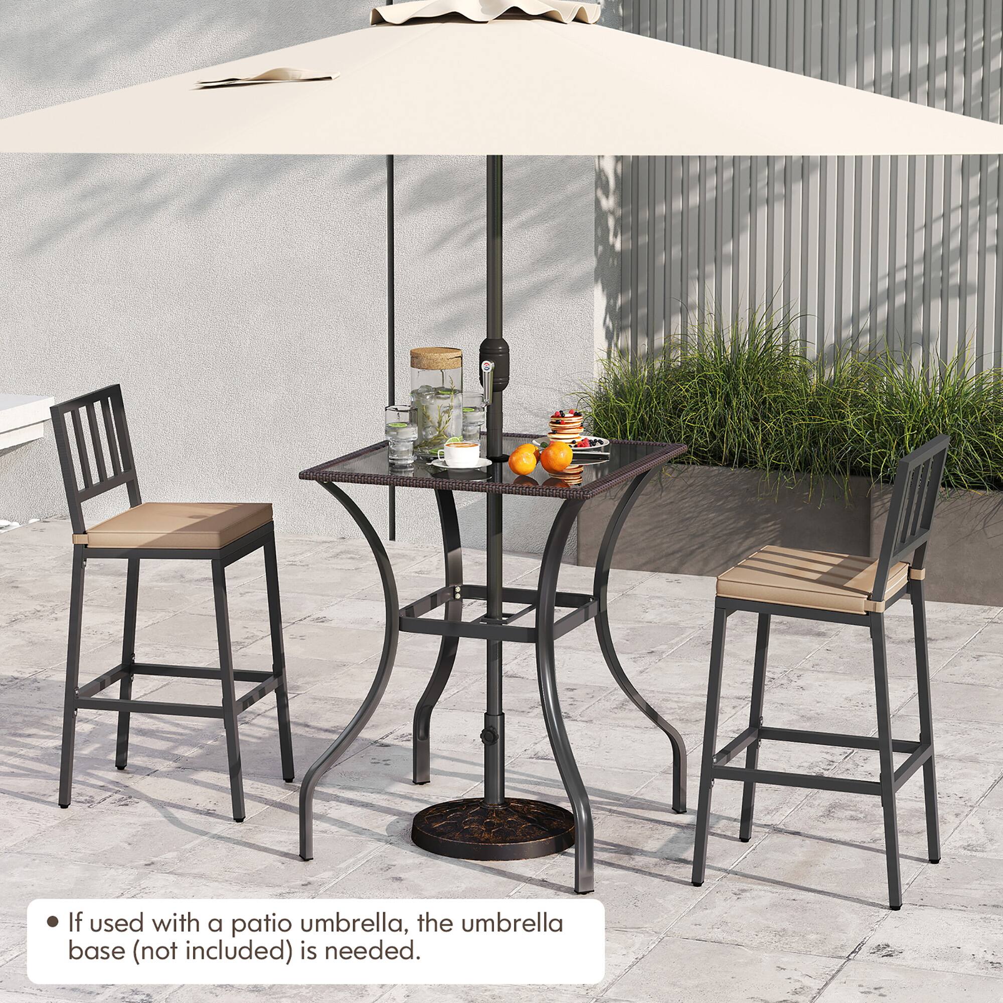 If used with a patio umbrella, the umbrella base (not included) is needed.