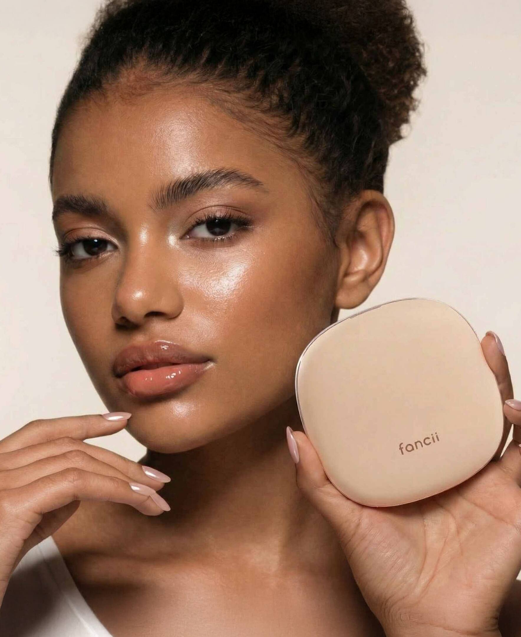 Alt View 1. fancii - Mila 2 LED Compact Mirror - Champagne Cream.
