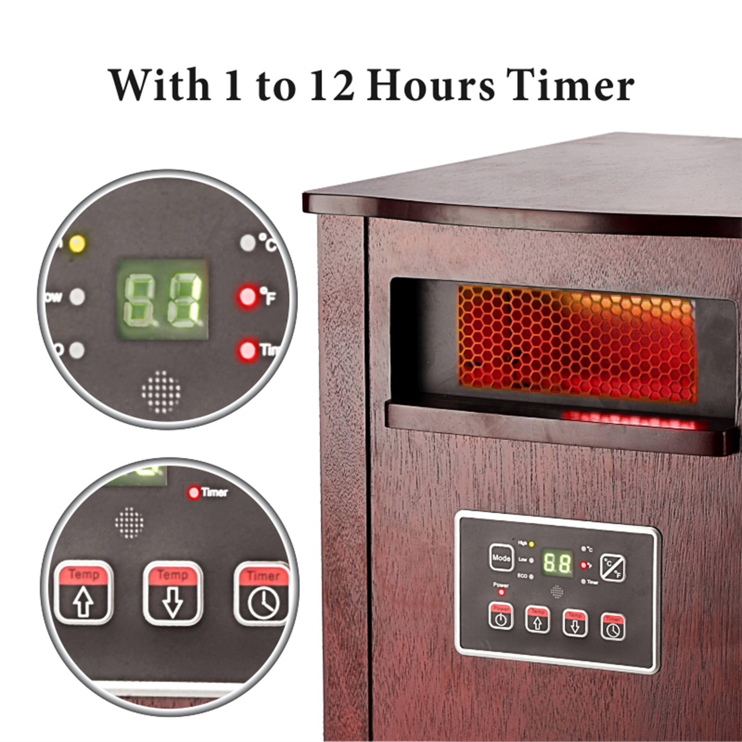 With 1 to 12 Hours Timer

A oW o 88 5 F Tin Timer Temp Temp Timer - Mode - RGO Power 8.8 7 -a - C