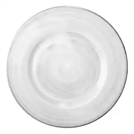American Atelier - Alabaster Glass Charger Plate with Rim 13"D - Silver