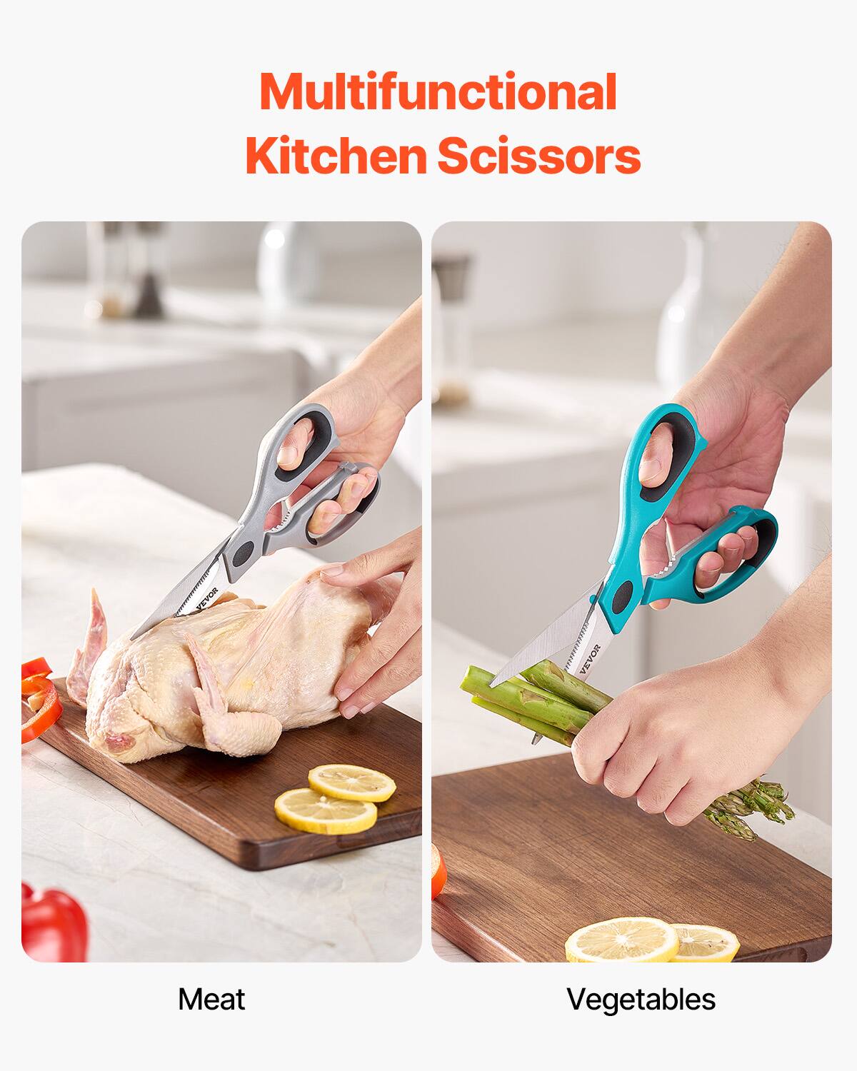 Multifunctional Kitchen Scissors

Meat

Vegetables