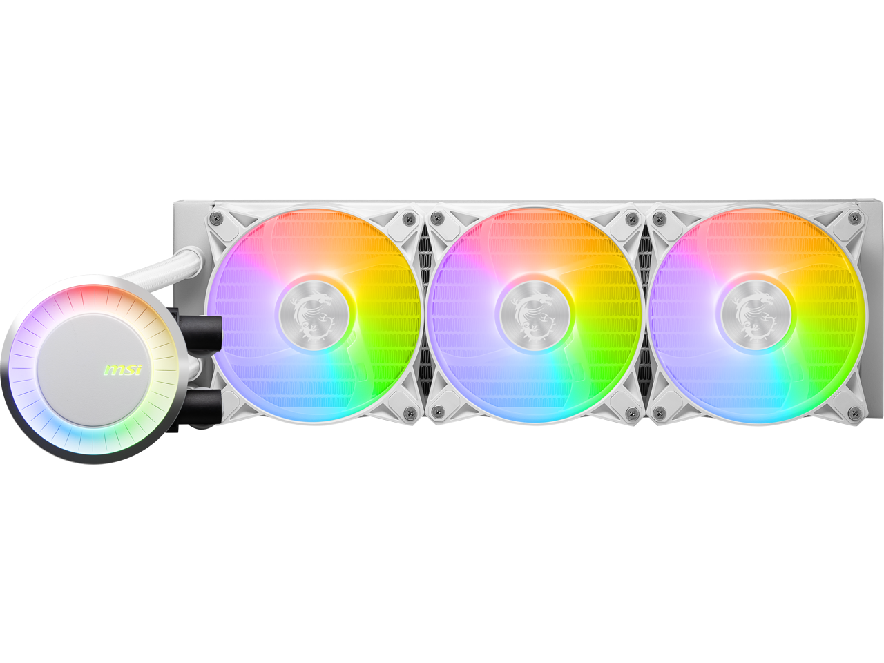 Alt View 1. MSI - MSI MAG CoreLiquid E360 White - 360mm AIO ARGB Cooler - Triple 120mm Fans - LGA/AM5 - White.