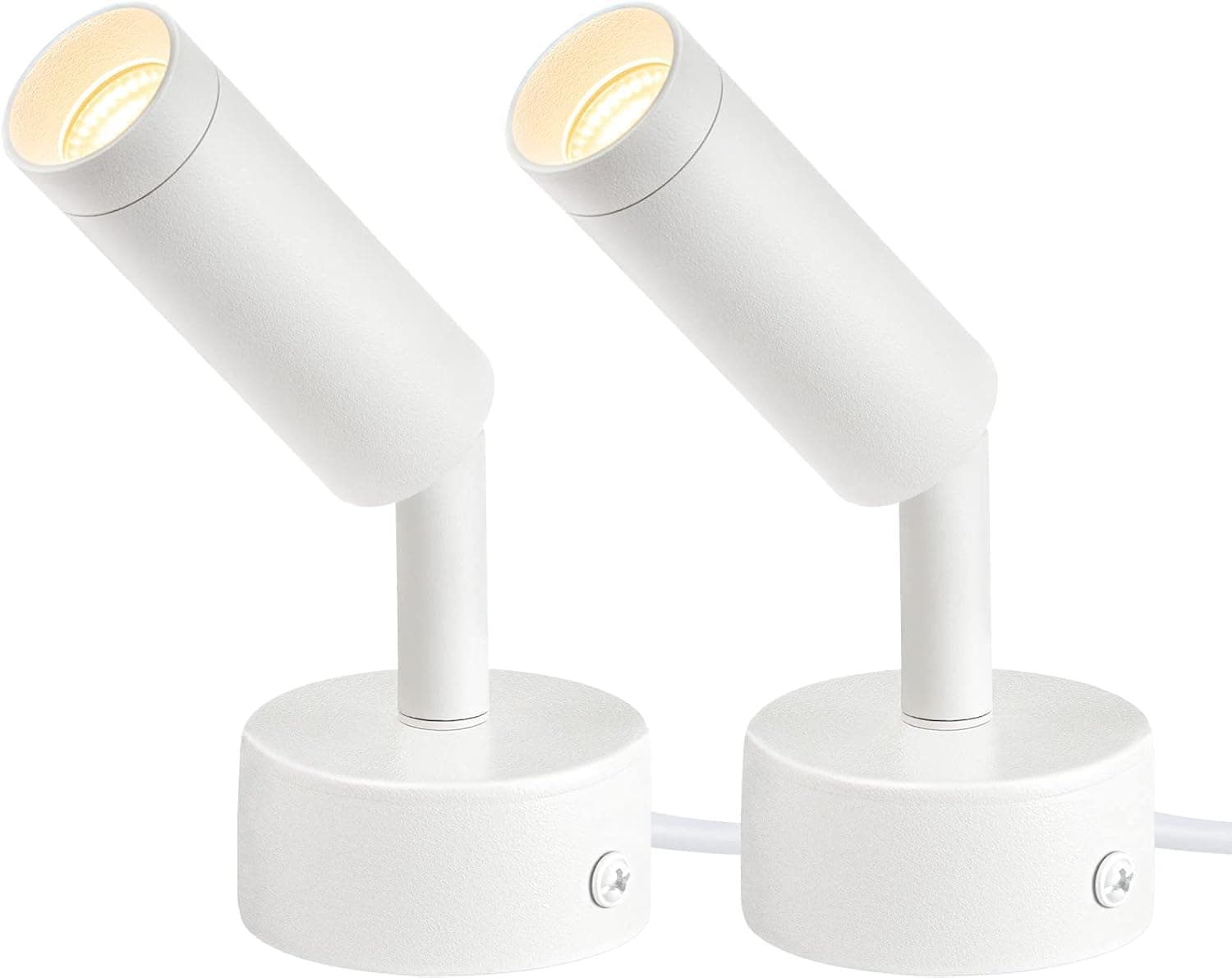 Front. FINEAK - 2 Pack 3000K LED Indoor Spotlights with Foot Switch (3W, 5.9FT Cord).
