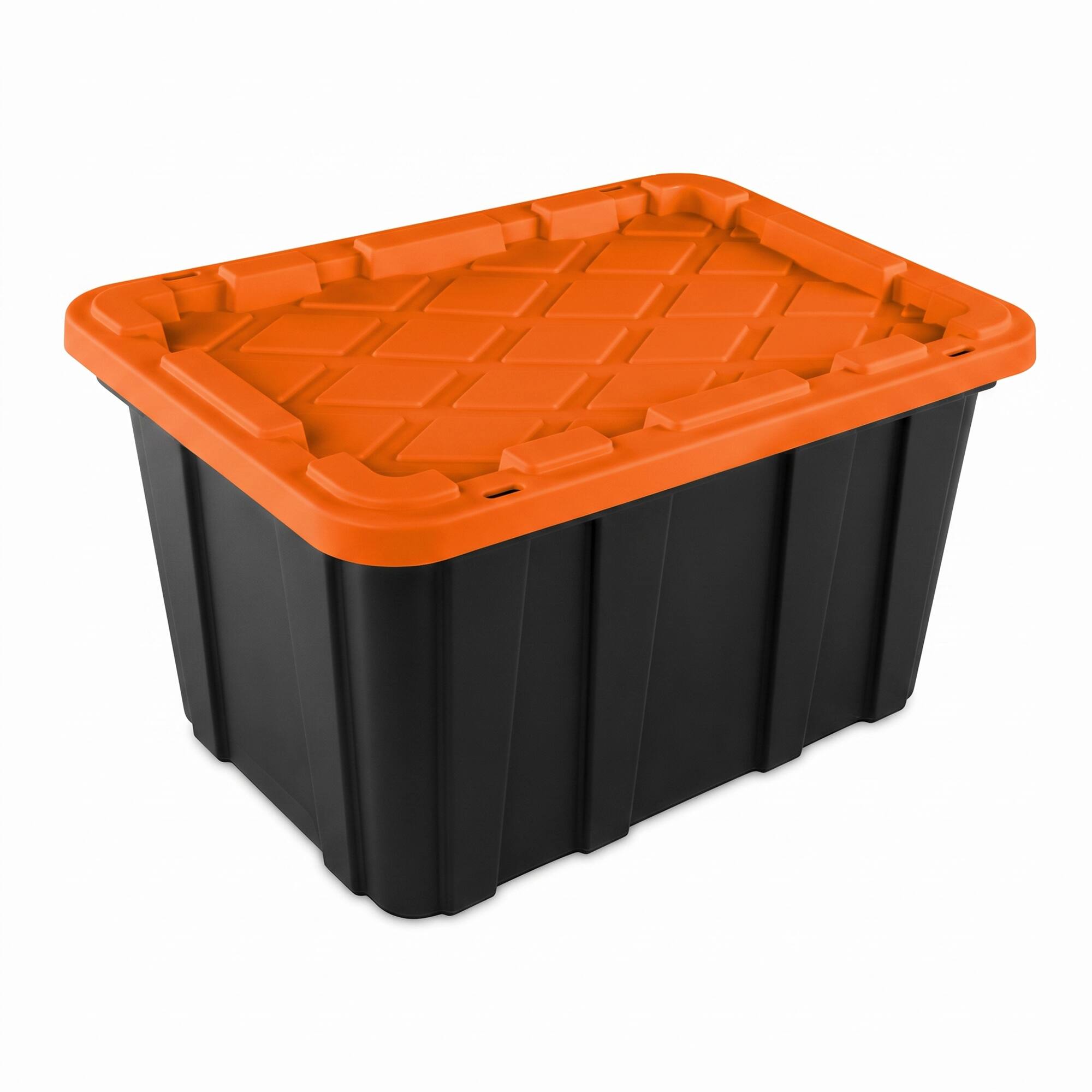 Alt View 1. Sterilite - Sterilite 27 Gallon Industrial Storage Tote with Snap Fit Lids, Orange, 24 Pack - 27 Gallon - Black/Orange.
