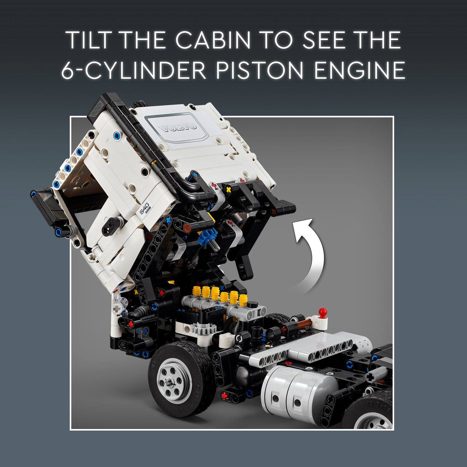 Tilt the cabin to see the 6-cylinder piston engine.