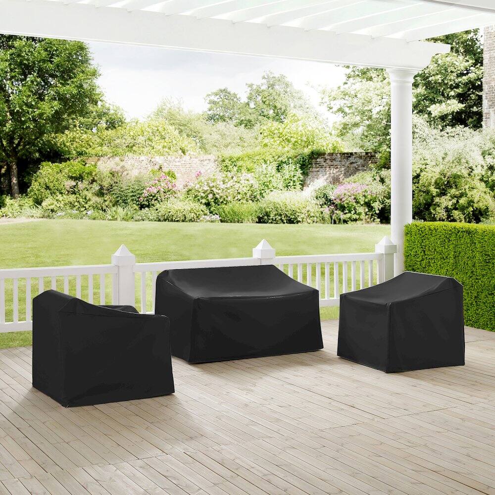 Alt View 8. Crosley Furniture - 3Pc Outdoor Furniture Cover Set - Loveseat & 2 Chairs - Black.