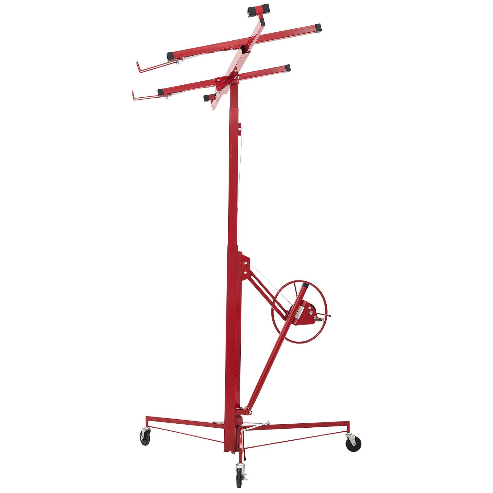 Alt View 5. VEVOR - 11ft Drywall Lift, Heavy-Duty 150 lbs Sheetrock Hoist with Telescoping Arm,Drywall Lifter Panel Jack Hoist Tools - Red.