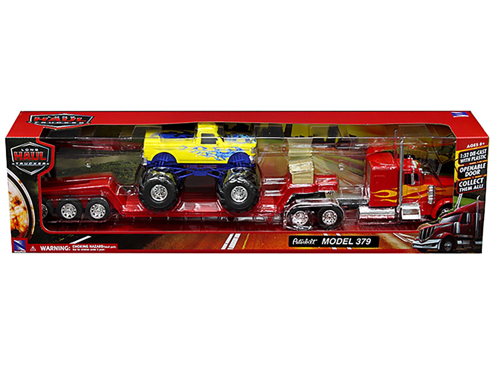 LONG HAUL TRUCKS  
Pattit MODEL 379  

1:32 DIE-CAST WITH PLASTIC OPENABLE DOOR  
COLLECT THEM ALL  

WARNING: CHOKING HAZARD - Small parts. Not for children under 3 years.