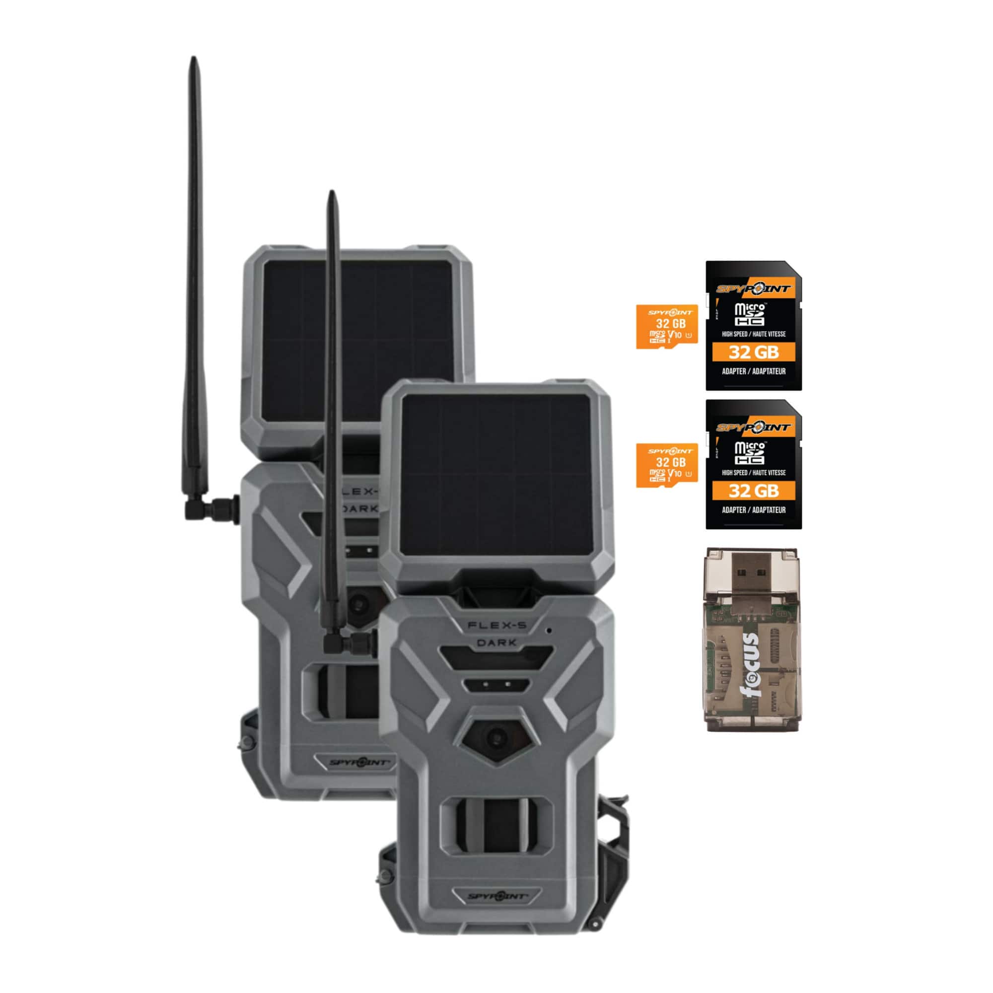 Spypoint - FLEX-S DARK 40MP Cellular Trail Cam Solar Powered 1080p - Gray (2 Pack)